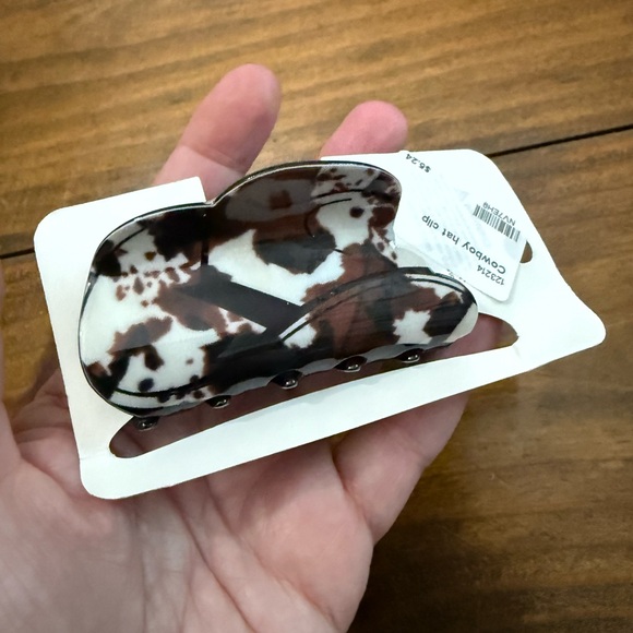 Brown and White Cowboy 🤠 Hat hair claw - Picture 2 of 3